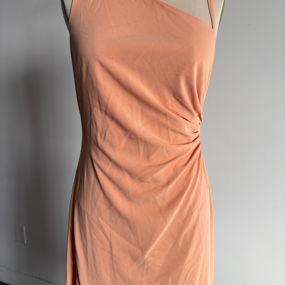 NWT BCBGMaxAzria Slash Neck High Slit Dress in Apricot Sz 4 - Picture 3 of 11